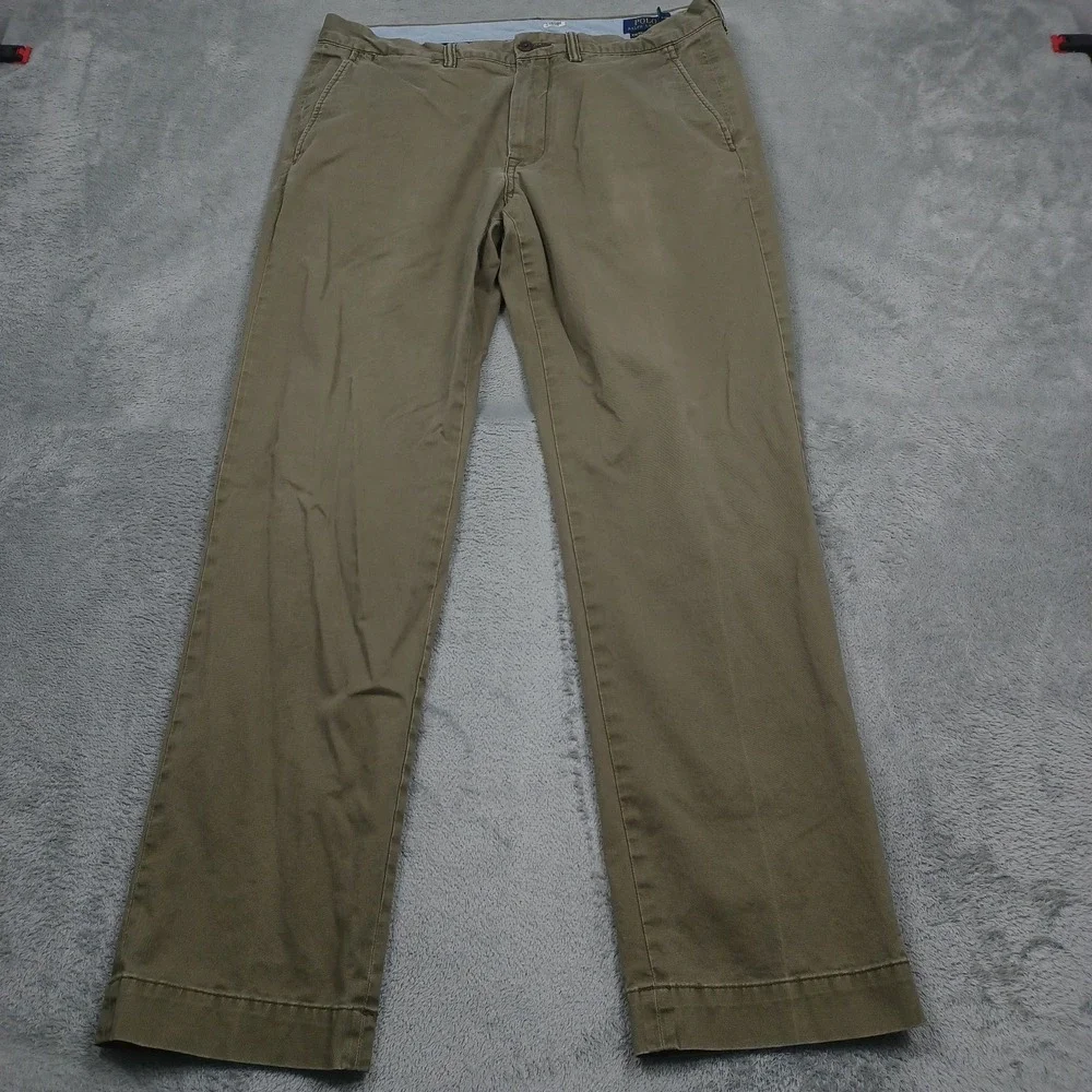Polo Ralph Lauren Pants Mens 35x32 Brown Chino Pockets Stretch Straight Fit